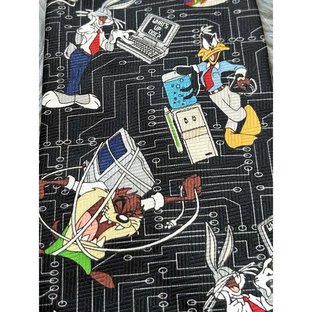 VTG Looney Tunes‎ Mania Tie 90's Marvin Martian Taz Bugs Bunny Daffy Duck Office